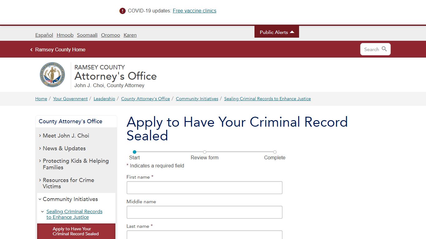 Apply to Have Your Criminal Record Sealed | Ramsey County